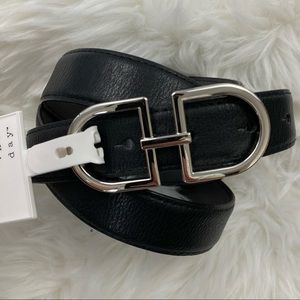 A New Day Black & Silver Tone Plaque Buckle Belt